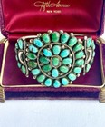 Vintage Zuni Sterling Silver   Turquoise Petit Cluster Cuff