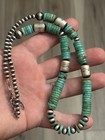 Sterling Silver Nativer American Sw Royston Turquoise Navajo Pearl Necklace  925