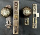 Sargent Arcadian Passage Set Door Knobs  Plates  Lock 1880   s Eastlake Victorian