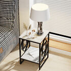 Side End Table Coffee Table High Gloss White Marble Black Leg For Small Spaces