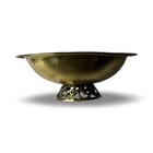 Vintage Hammered Brass Pedestal Bowl Mid Century Ornate Marked Pretty