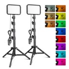 Rgb Studio Video Lighting Kit With Adjustable Tripod - 16 Color Options For Yout