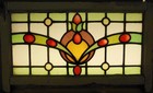 Abstract Large Old English Leaded Stained Glass Window 30  X 18 