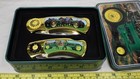 John Deere Tractor Folding Knife Set Collectable Tin Case