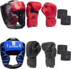 6-in-1 Boxing Headgear And Gloves Set  Training Sparring Safety Head Guard Fo   