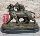 Fine Art Animal Statue Charles Valtons Signed Bronze Mountain Lion Vintage