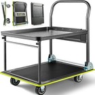 Upgraded Push Cart Dolly 700lbs Foldable Platform Truck With Wheels 2tier Moving