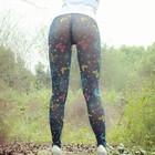 Women Mesh Printed Legging Colorful Butterfly Sexy Sheer Fitness Skinny Pant