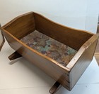 Vintage Handmade Wooden Doll Rocking Cradle Crib  doll Not Included 