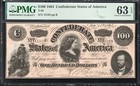 T-65 1864  100 Confederate Currency Pmg 63 Epq Lucy Pickens Civil War 15103