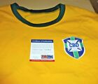 Edson Pele Autograph Signed Brazil Yellow green Soccer Jersey Shirt Auto Psa dna