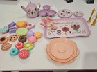Kids Pink Floral Tea Party Play Set Teapot Tray Pretend Food Missing 1 Cup