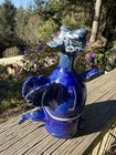 Pottery Whimsical Dragon Incense Burner 7 5    Blue Ceramic Handmade Signed