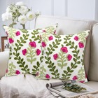 Summer Decorative Throw Pillow Covers 18 x 18  Set Of 2  Floral Embroidered Farm