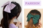 6-pack Large Satin Bow Barrettes     Women   s Ribbon Hairpin Clips