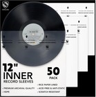 12     Vinyl Record Inner Sleeves 50 Pack   Anti-static Hdpe Rice Paper  Clear    