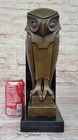 Art Deco Owl Pure Vienna Bronze Statue On A Marble Base Figurine Sculpture Gift