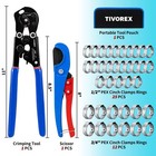 Pex Crimping Tool Kit Ratchet Clamp Cinch Removal Pipe Cutter Plumbing Set