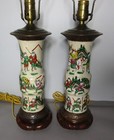 Pair Of Antique Chinese Crackle Finish Ceramic Vases W  Samurai Figures As Lamps