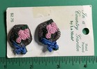  2  Vtg 1  Lamode Country Garden Flower Basket Plastic Applied Shank Buttons-d3