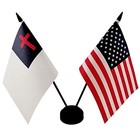 America   Christian Twin Desk Flag  Us Table Flags - 8 X 5 Inches Deluxe Set 