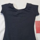 Capezio Short Sleeve Leotard Black Scoop Front back Ballet Leg Line Sz Toddler