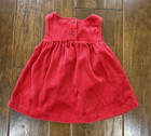 Vintage Oshkosh Bgosh Baby Jumper Dress 3-6 Month Red Velvet Floral Embroidered