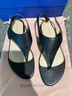 Stuart Weitzman Santorini Black Leather Flat Thong Sandal  Size 10  Dust Bag box