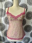 Vintage 2005 Y2k Victoria s Secret Angels Pink   Green Floral Lace Cami Top M