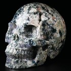Huge 5 0  Green Moss Agate Carved Crystal Skull  Realistic  Crystal Healing