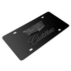 Cadillac 3d Dark Gray Dual Logo Black Stainless Steel License Plate