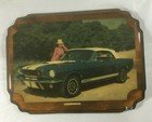 1966 Shelby Gt 350 Convertible Shellac Picture Vtg Wood Hanging Blue Mustang