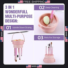 Golikee Makeup Brush Cleaner Mat 3 In 1 Silicone Makeup Brush Cleaner Bowl