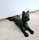 Black Cat Cast Iron Door Stop Vintage Decorative Stopper Wedge 7  Heavy