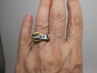 Vintage Mexico Belt Buckle Modernist Sterling Silver 925 Ring Band Size 7 Or 8