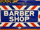 Vintage Original William Marvy Barber Shop Porcelain Flange Sign St Paul Mn 1224