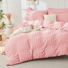  Pink Duvet Cover King Size  Ultra Soft 3-piece Seersucker Duvet Cover Set 