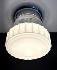 Vtg  mini  1930 s-1950 s Art Deco Nouveau Glass Shade Ceiling Light Fixture 