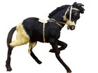 Vintage Hide Wrapped  Horse Figurine Real Animal Fur Hair Glass Eyes 