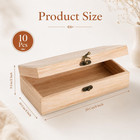10 Pack Wooden Boxes With Hinged Lid  8x4x2 Inch Unfinished Wood Box