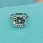 3ct Round Cut Real Moissanite Solitaire Engagement Ring 14k White Gold Plated