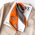 100  Mulberry Silk 20  Small Square Scarf Women Neckerchief Wrap Orange Horse