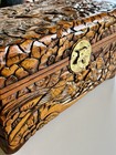 Vintage Chinese Carve Camphor Wood Jewelry Box Birds Flowers Brass Lock Rare 12   