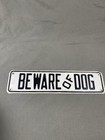 Vintage Embossed Metal - Beware Of Dog - Sign 12x3   