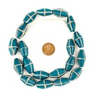 Teal Java French Cross Beads 14mm Indonesia Green Bicone Glass Large Hole