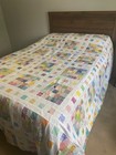 Homemade 25 Patch Quilt Top King Size 101x101 Pink  Green  Blue  Yellow