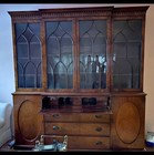 Vintage Estate Antique Four Door Mahogany Beacon Hill Breakfront Bookcase Desk