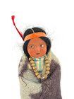 Genuine Vintage Skookum Native American Trade Doll  Bully Good  Original Feather