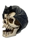 Gothic Bat Skull Statue     Horror Skull With Winged Bat Figurine
