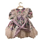 Vtg Floral Lace Frilly Baby Dress Size 3t Usa Made Bows Ruffles Lacee Originals